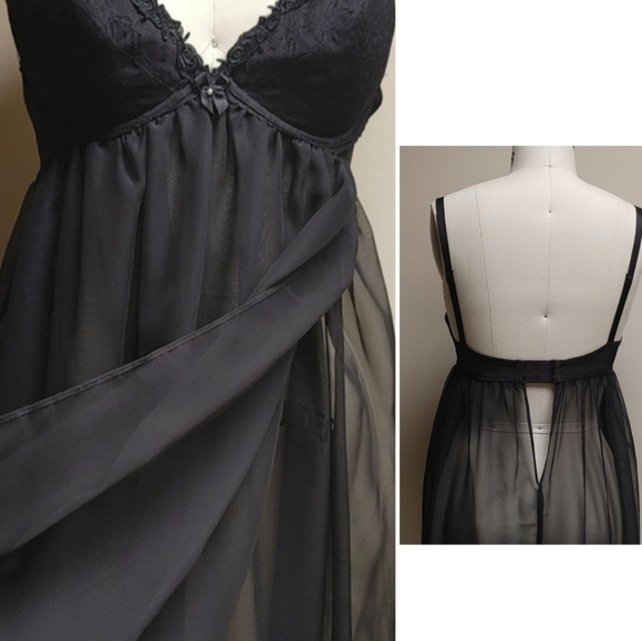 Vintage Other - NWOT's Vintage Evening Dressing Gown w Black Sheer Push-Up Bra 36C